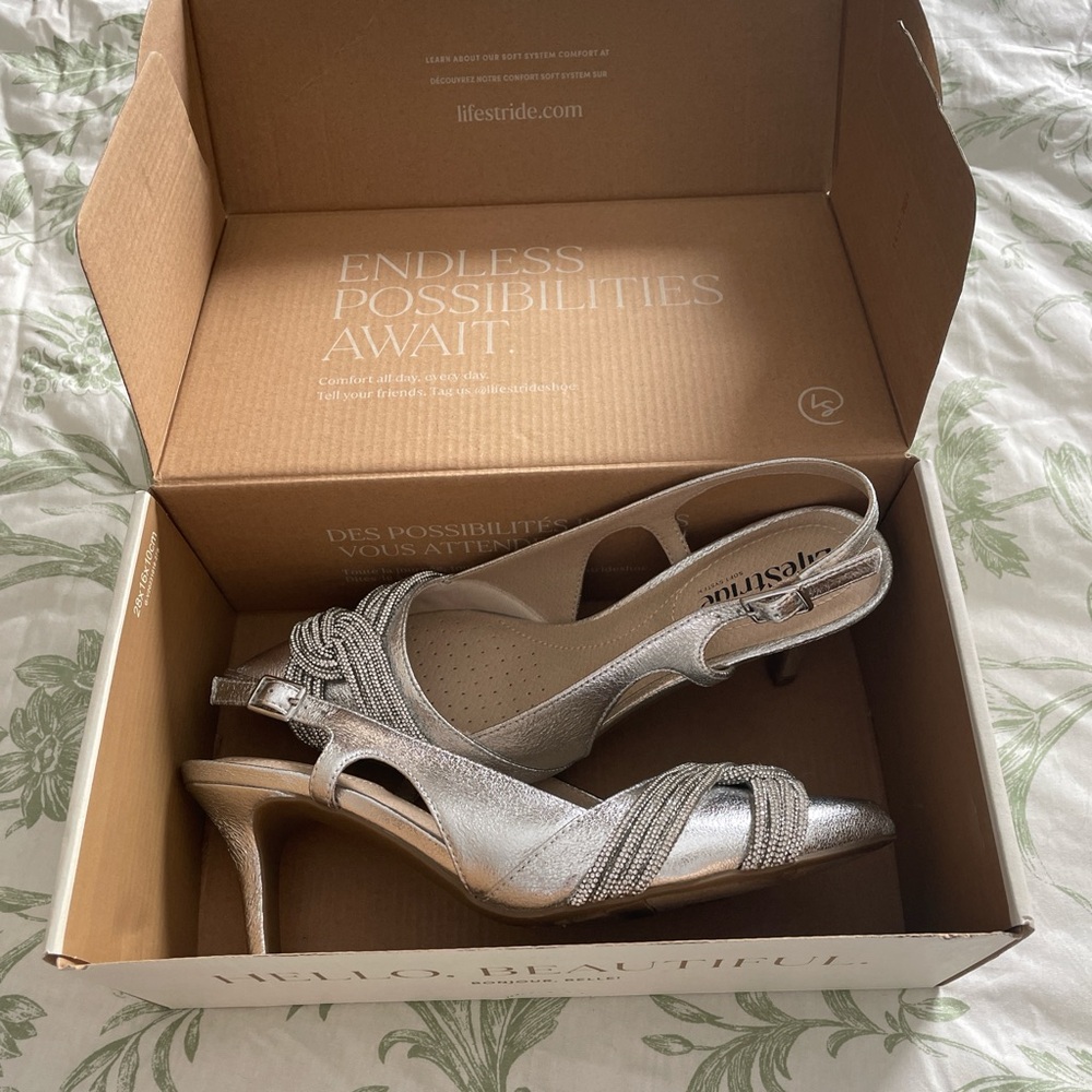 Life Stride Metallic Slingback Heels - Picture 2 of 6